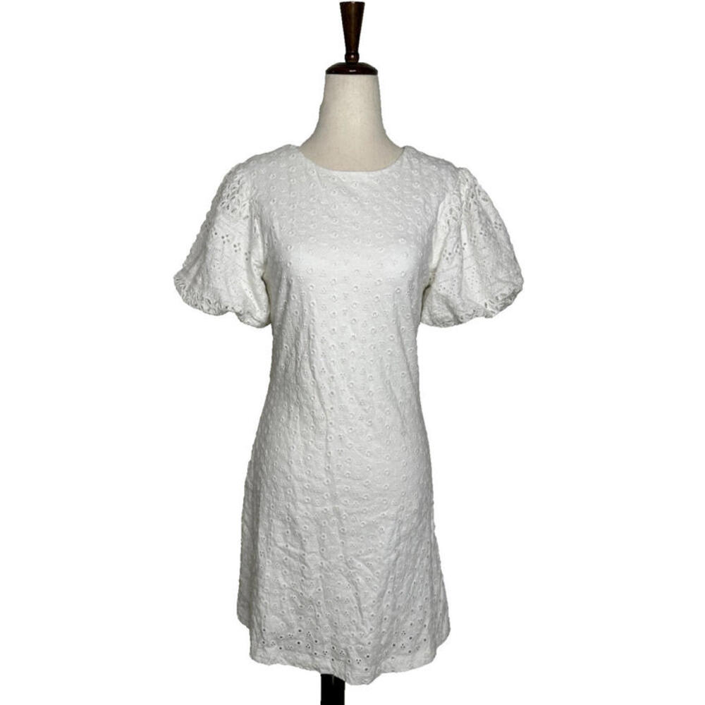 Free People Apricot Rose XS Embroidered Eyelet Tie Back Mini A Line Dress White - Picture 2 of 8